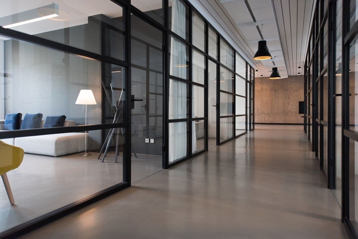 Office interior with modern workspace design
