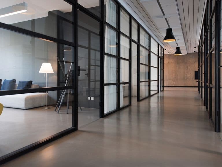 Office interior with modern workspace design